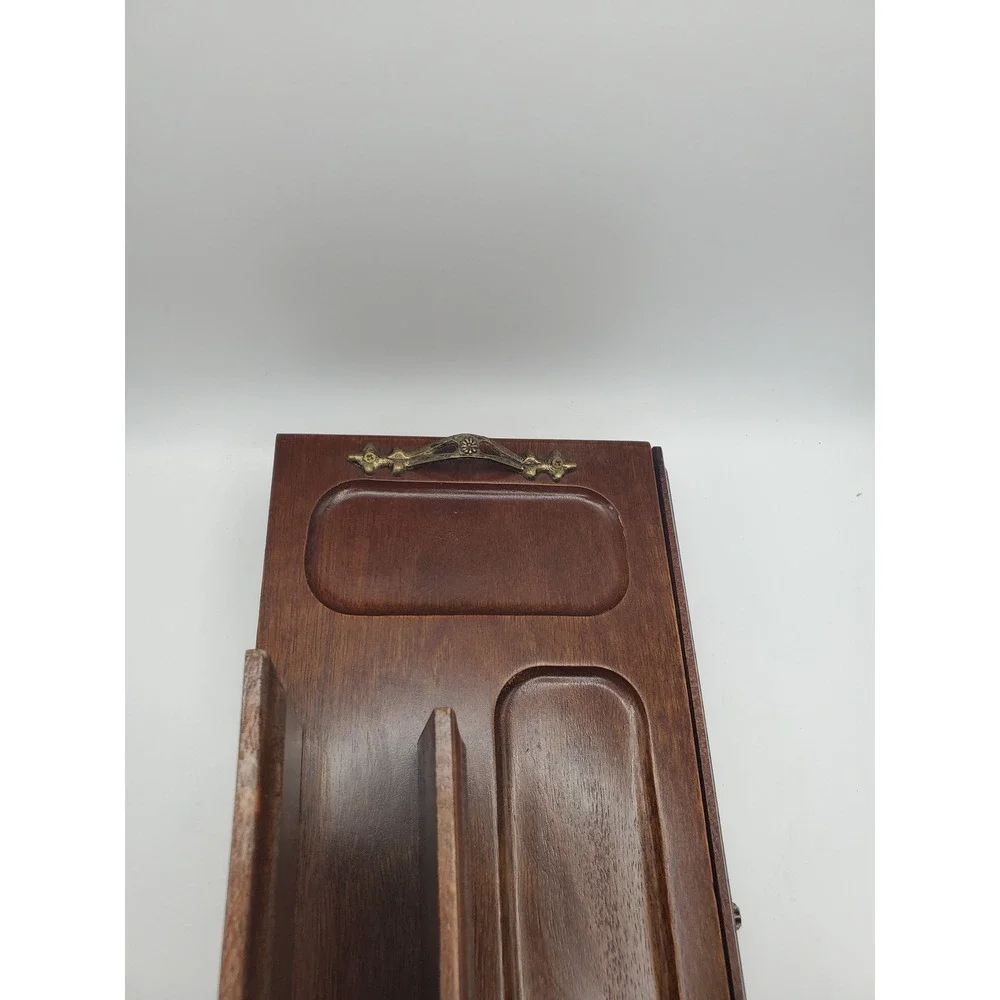 Vintage London Leather Men's Wooden Dresser Valet Box